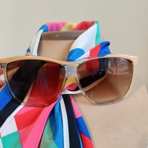 Vintage 70s square sunglasses clear frame EUC